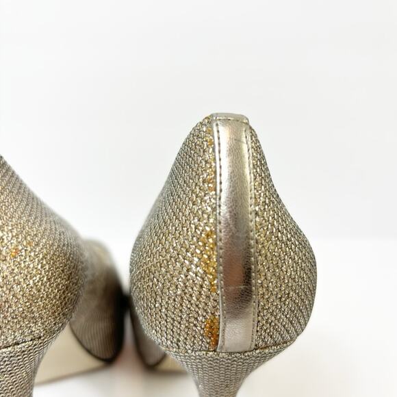 ENZO ANGIOLINI WOMENS 8M GOLD MESH SHINY OPEN TOE STILETTO PLATFORM HEELS - Picture 3 of 9